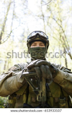 Photo of soldier in helmet