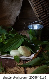Photo solid handmade shampoo with nettle