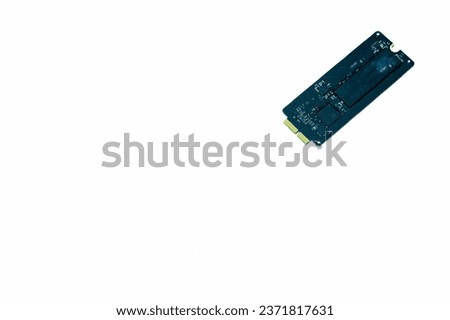 Photo of ssd hard drive on white background with copy space.