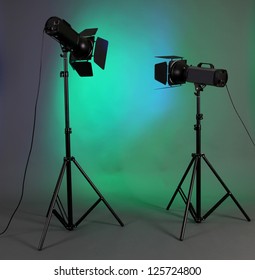 Photo Studio With Lighting Equipment