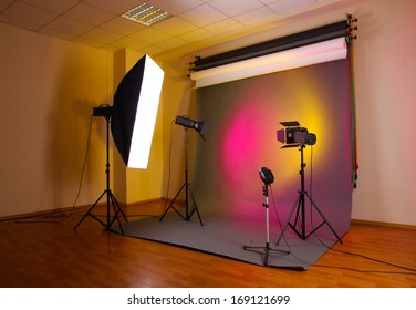 Photo Studio With Lighting Equipment