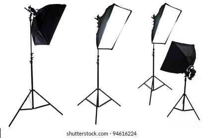 Photo Studio Lighting Equipment Isolated On White