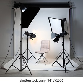Photo studio with modern interior and lighting equipment - Shutterstock ID 344391536