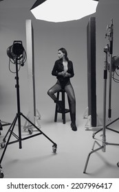 Photo Studio With Professional Equipment BTS Production Set Behind The Scenes Model Posing 