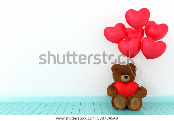 teddy bear holding balloon