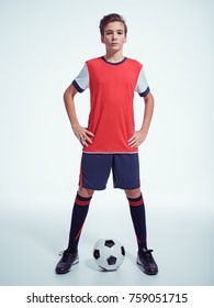 Photo Teen Boy Sportswear Holding Soccer Stock Photo 759051703 ...