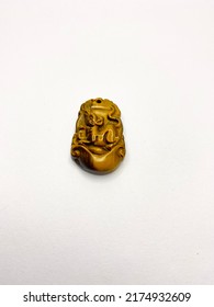 Photo Of Tiger's Eye Stone With Mouse Engraving