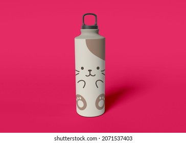 photo tumbler with cute cat design and light pink background - Shutterstock ID 2071537403