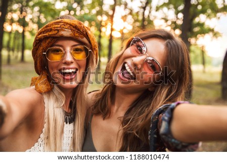 Similar – Image, Stock Photo Women Hipster Hippie Forest Sun