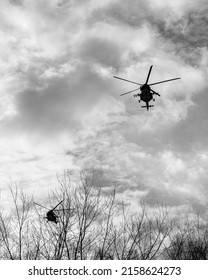 Photo Of Two Helicopters In The Sky