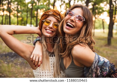 Similar – Image, Stock Photo Women Hipster Hippie Forest Sun