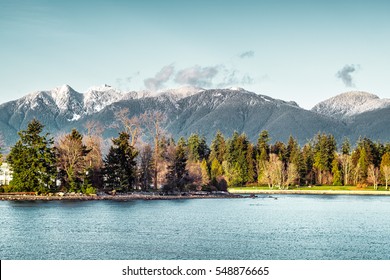 Photo Of Vancouver Mountains View From Harbour Green Park, Canada