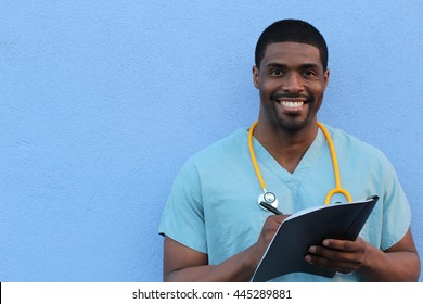 Photo Of A Very Attractive African American Male Nurse With Copy Space 