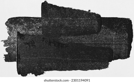 photo of wet dark lino ink remain, black linocutting paint roller texture isolated on white paper background. - Shutterstock ID 2301194091