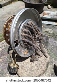 Photo Of The Wick On The Type Of Stove That Uses Kerosene.  This Is An Ancient Type Of Stove That Uses Kerosene As A Fuel Source To Heat Dishes