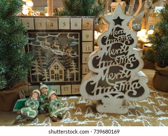 Photo Of Wooden Calendar Advent And Little Christmas Tree