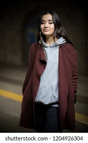 Photo Of Young Woman In Night Subway