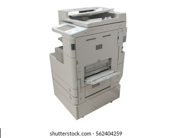 Photocopier / Copy Machine, Printer And Fax For Office Paper Work Isolated On White Background