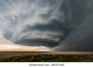 Photogenic mothership supercell storm just outside Harrisburg, Nebraska from which multiple tornadoes were reported.