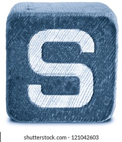 Photograph Of Blue Wooden Block Letter S