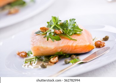 Photograph Of A Fancy Meal Of Fresh Salmon