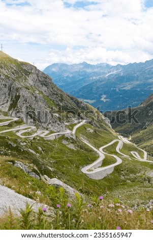photograph of the Grimsel Pass in the Swiss Alps. Taken from the lookout