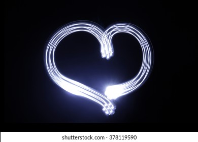 Photograph Of A Heart Drawing Made With Long Exposure Light Effect