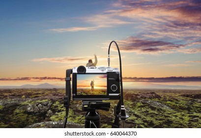 Photograph a natural landscape in sunrise, with blurred defocus backgrounds - Powered by Shutterstock