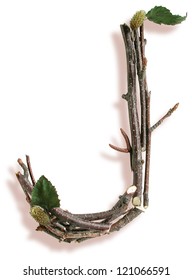 Photograph of Natural Twig and Stick Letter J