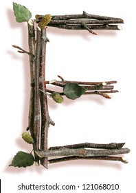 Photograph of Natural Twig and Stick Letter E