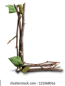 Photograph of Natural Twig and Stick Letter L
