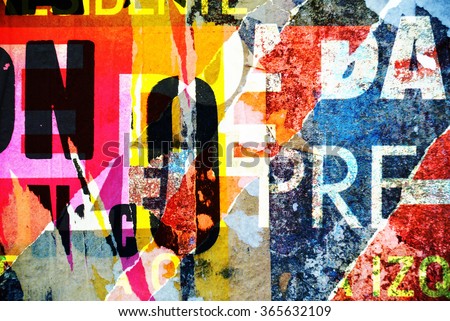 Photograph of random collage background or typography texture design