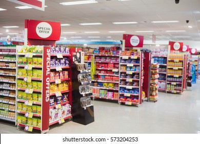 Photograph Of Shelves With Promotions In A Supermarket