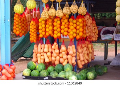 Photograph taken of fruit and vegetables for sale by the Sturt Highway at Renmark, South Australia.