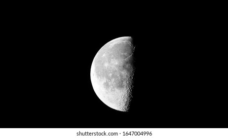 Photograph Taken Of A Half Moon. Photo Was Taken In The State Of Tennessee, USA.  Was Taken Freehand Without A Tripod. I Have Plenty Of Moon Photos Ranging From New Moon To Full Moon. Check Them Out