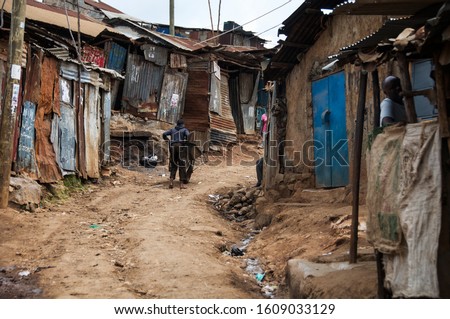 photograph taken in the Kibera slums in Nairobi during the stay of the Pope in Kenya. more than 500,000 people live here without essential services.
