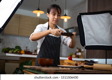 Photographer Food , Asian Women Is Taking Pictures Of Food Her Food In Studio.