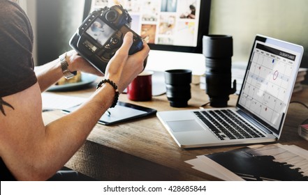 Photographer Journalist Working Studio Agency  Concept - Powered by Shutterstock