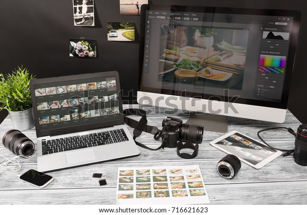 photographer photographic photograph journalist\
camera traveling photo dslr editing edit hobbies lighting concept -\
stock image