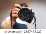 photographer taking photo in studio, professional photographer