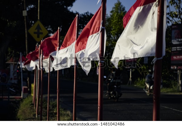 Photographing Moving Object Indonesian Red White Stock Photo Edit