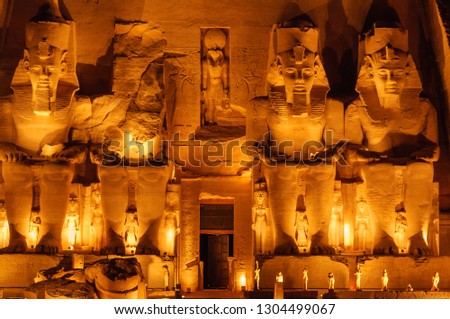 Photography of Abu Simbel temple in Night Time
