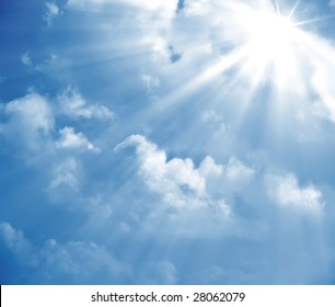 A Photography Of A Blue Sky With Sun Rays