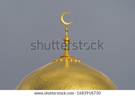 Photography of the crescent had been used as roof finial in Muslim mosque. Crescent shape is a symbol / emblem used to represent the lunar phase in the first quarter (the 