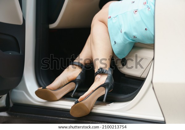 Photography Driver Feet She Wears High Stock Photo 2100213754 ...