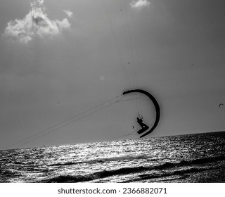 Photography kitesurfing on the beach