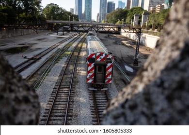 A Photography Of A Metra Train In Chicago.