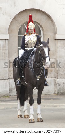 A photography of a royal horse guard in London