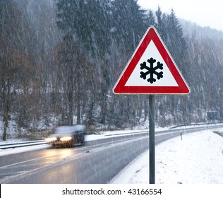 A Photography Of A Snow Street Sign