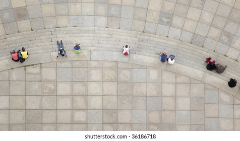 A Photography Of Some People From Above